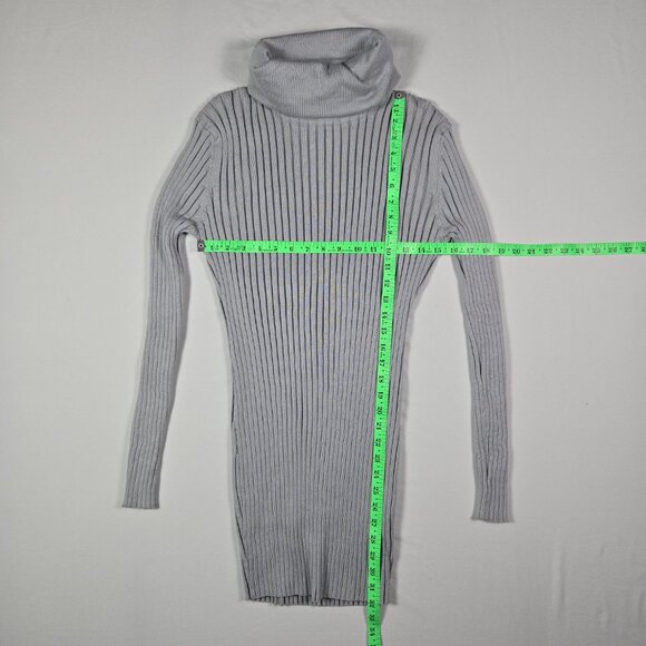 Acevog‎ Gray Ribbed Sweater Dress S Turtleneck Long Sleeve Bodycon Minimalist - Picture 5 of 6